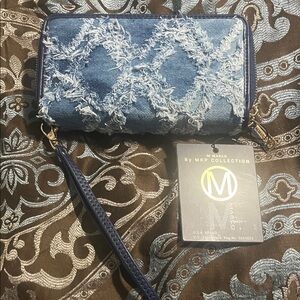 Blue Denim Wallet Wristlet M Marco By MKP Collection